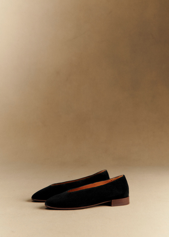Matilda Low Ballerinas - Black - Suede Goatskin Leather - S&amp;eacute;zane