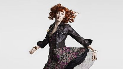 model karen elson in a fashion shoot