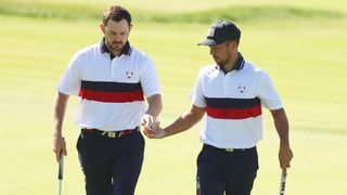 Patrick Cantlay and Xander Schauffele during the Ryder Cup at Marco Simone