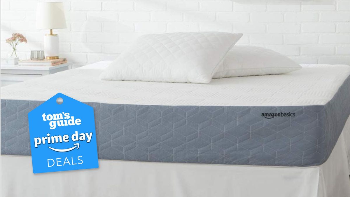 White Amazon Basic Cooling Mattress with Tom&#039;s Guide Prime Day deal tag.