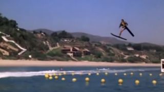 The Fonz in midair as he jumps the shark in Happy Days