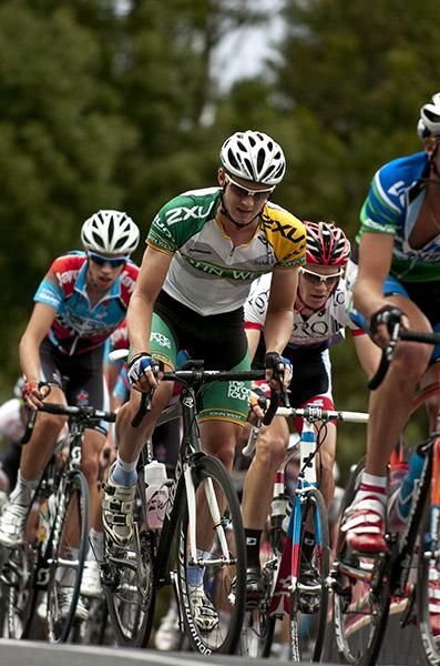 Steven Del Gallo from Victoria at the top of Mt.Buninyon. Del Gallo is a part of the improving John West Cycling Team on the domestic scene here in Australia