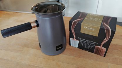Hotel Chocolat Velvetiser review: hot and cold chocolate drink on a kitchen counter