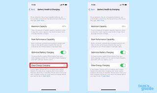 Slide toggle right to turn on clean energy charging in ios 16.1