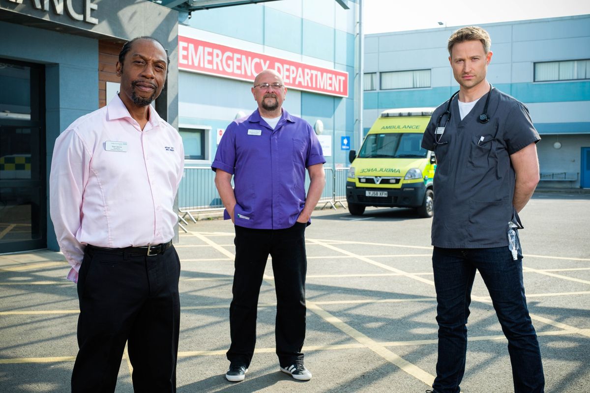 Casualty stars Tony Marshall, Charles Dale and Richard Winsor.