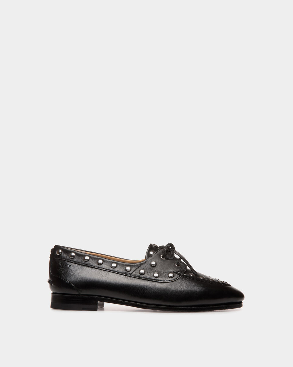 Plume Moccasin in Black Leather With Studs - 35
