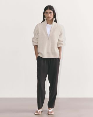 Everlane + The Felted Merino Half-Zip Sweater