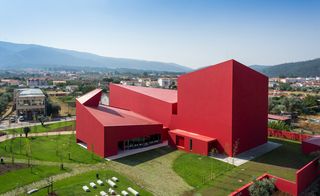 House Of The Arts with red coloured and along the Bilbao model