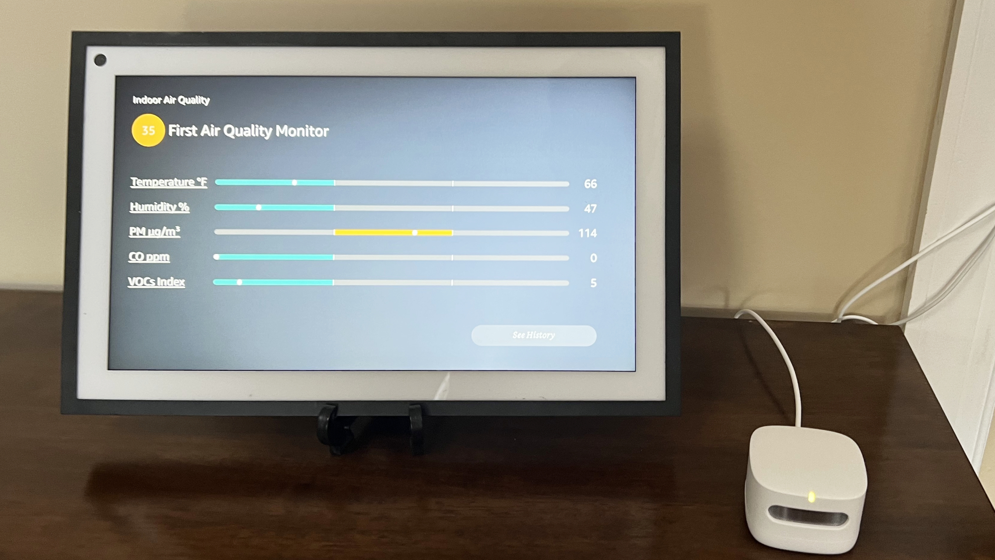 Echo Show 15 Shows Amazon Air Quality Monitor results