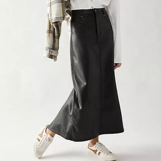 vegan leather maxi skirt