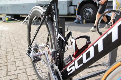 There's no dedicated Shimano Dura-Ace Di2 battery mount at the moment, though the team is likely to use the trick under-seat mount developed by TechDev manager Lars Teutenberg.