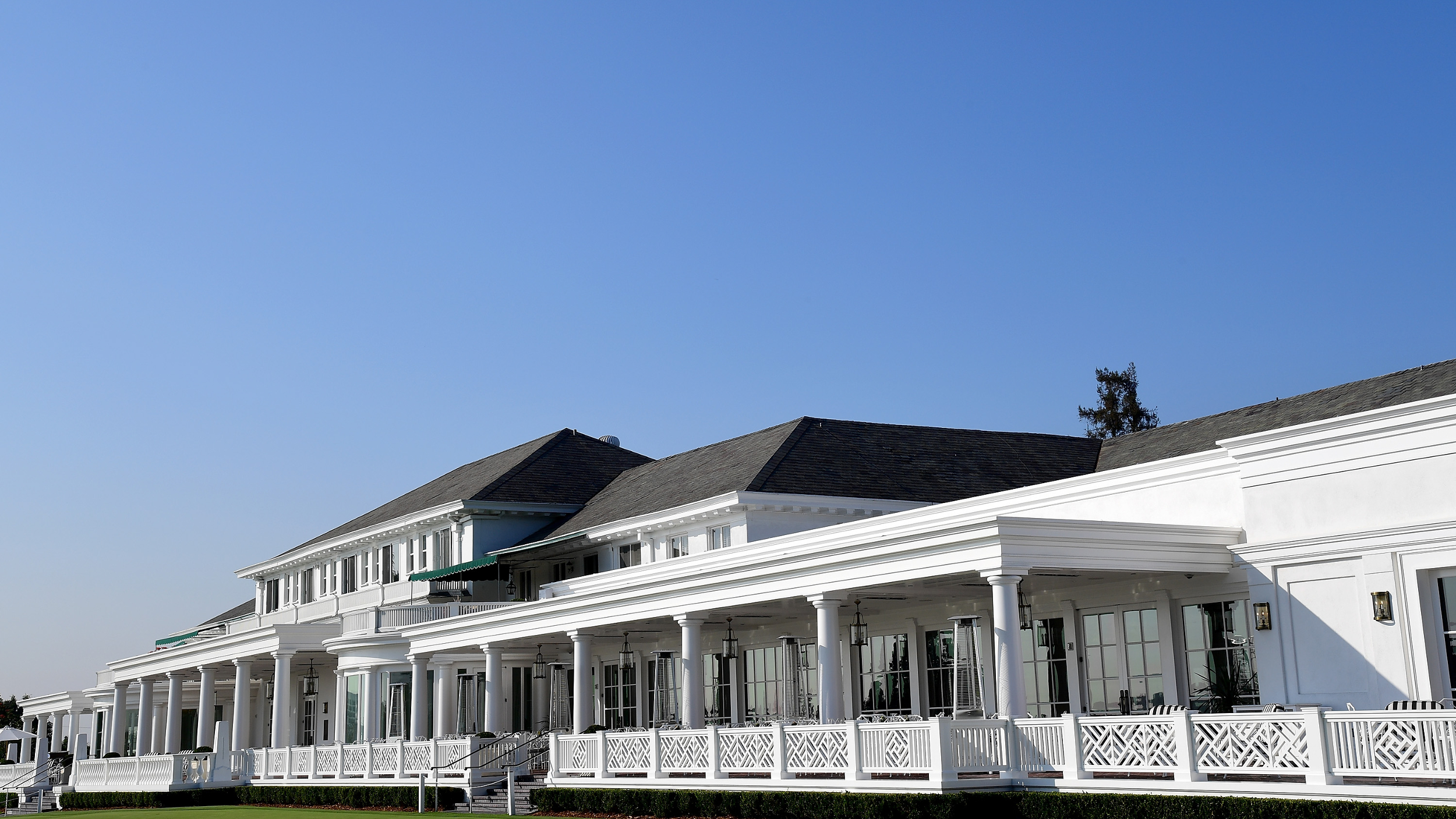 The restored clubhouse at Los Angeles Country Club
