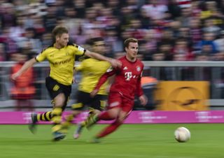 Mario Gotze in action for Bayern Munich against former club Borussia Dortmund in 2015.
