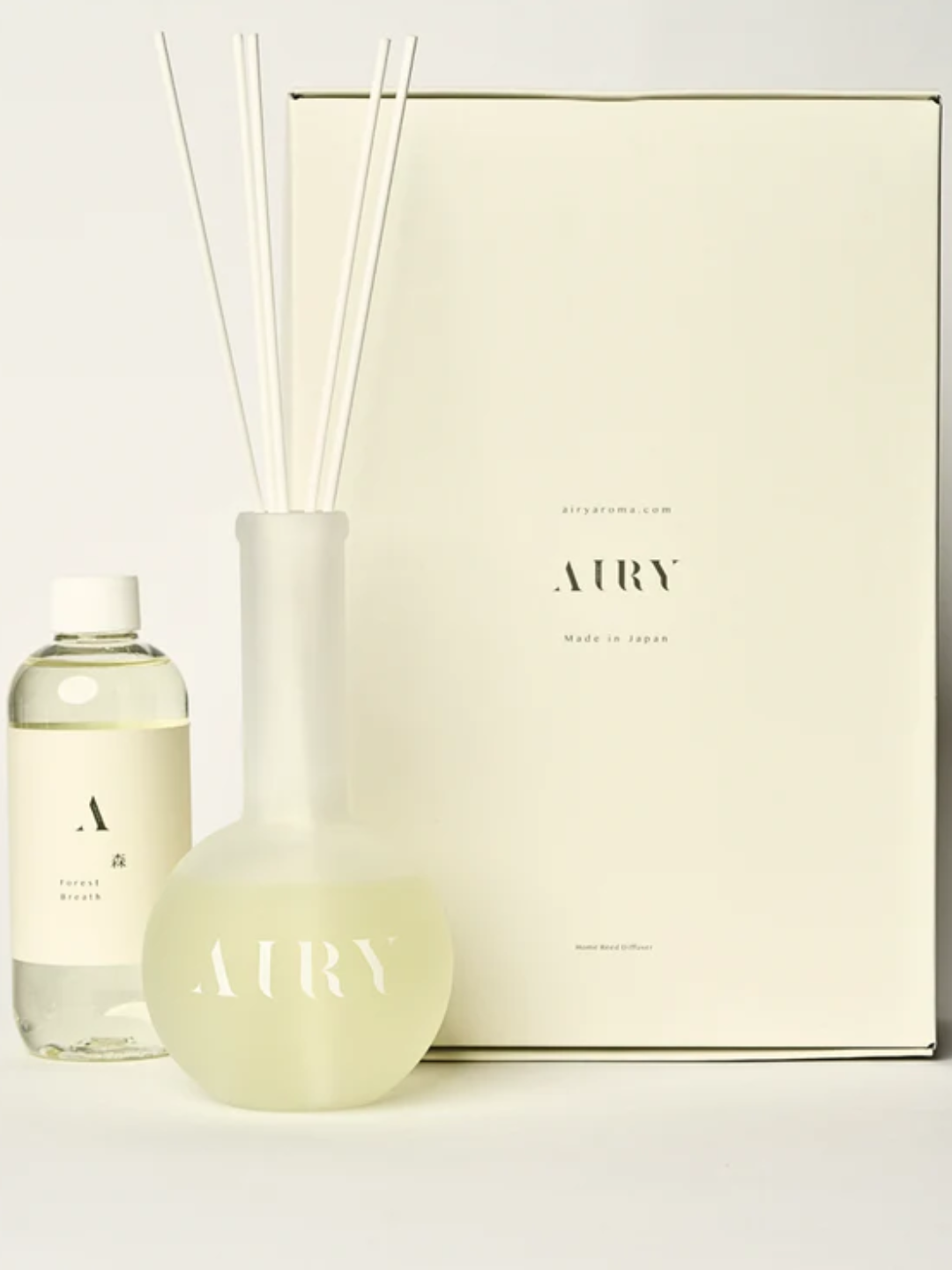 A frosted glass reed diffuser with sandalwood from Airy Fragrances