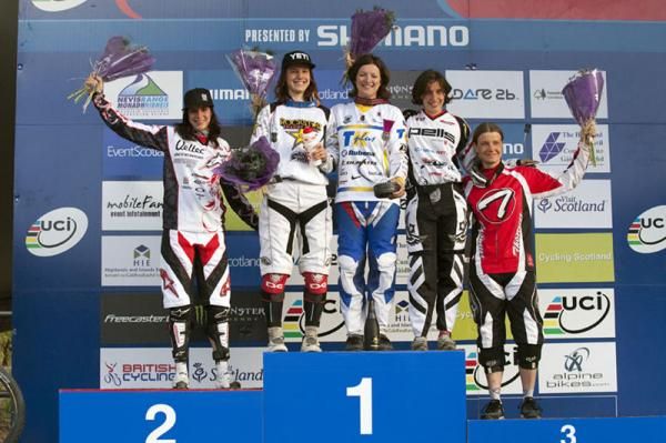 Womens 4X podium (L-R): Anneke Beerten, Anita Molcik, Jana Horakova, Romana Labounkova and Lucia Oetjen.