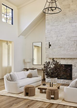 A textured living room with soft fabrics