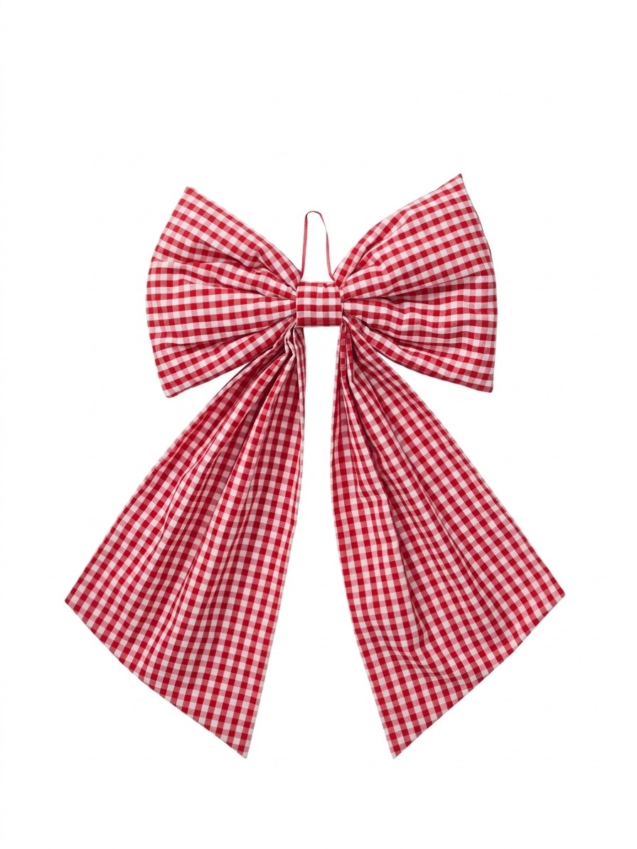 John Lewis Gingham Bow Decoration, Red, W60cm