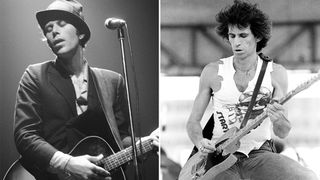 Tom Waits (left) and Keith Richards perform onstage