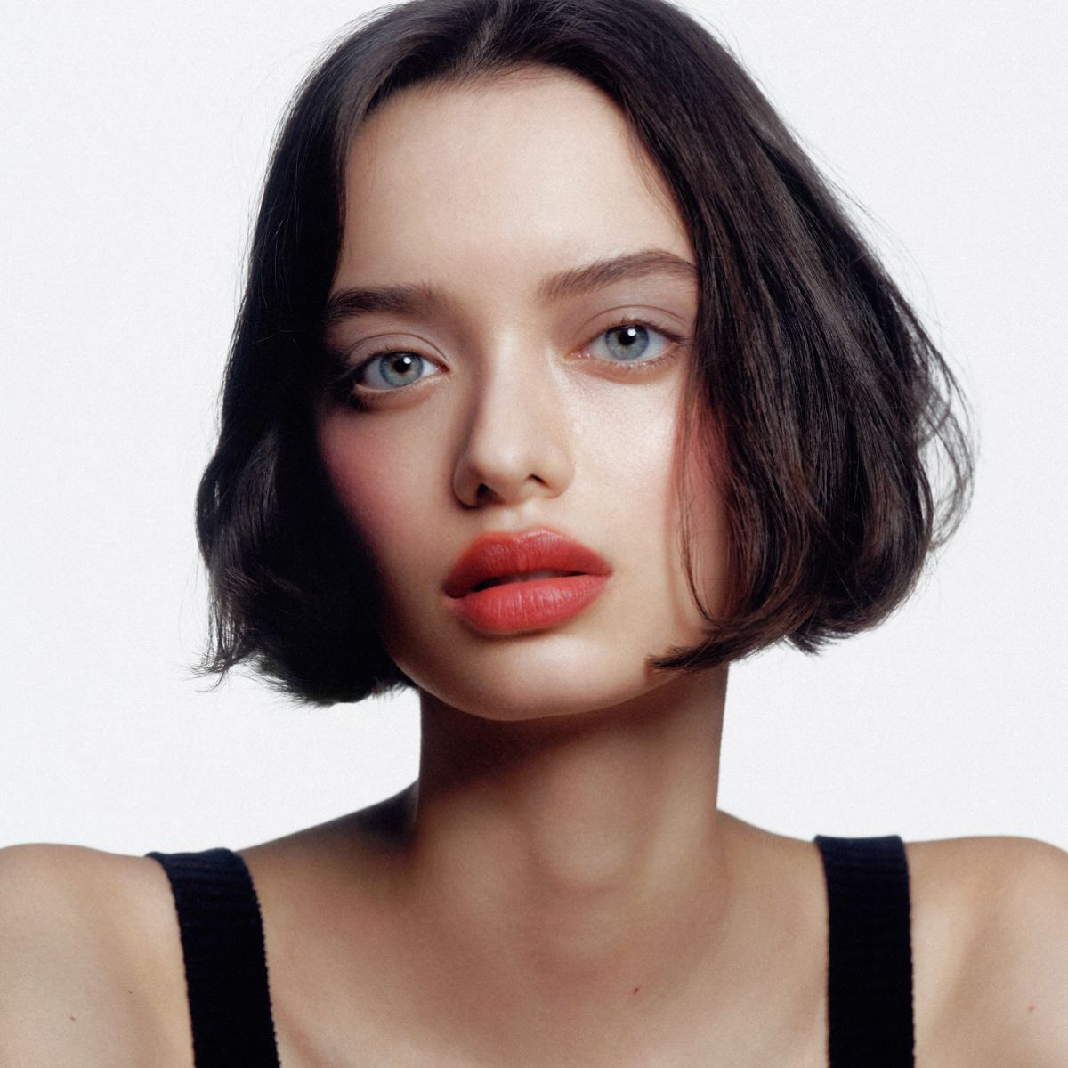 A model wearing Chanel Rouge Noir makeup collection