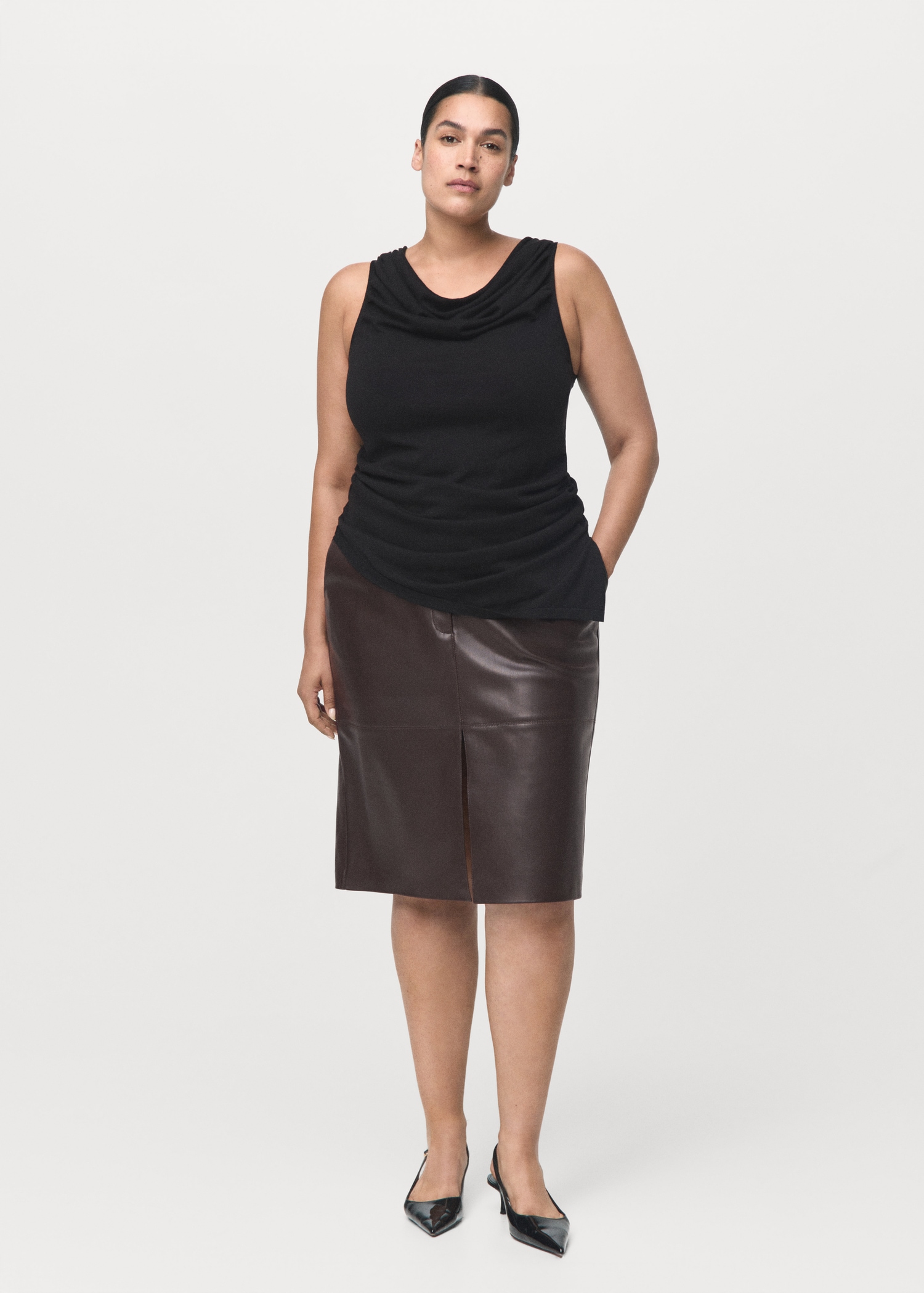 Faux-Leather Pencil Skirt - Women | Mango Usa