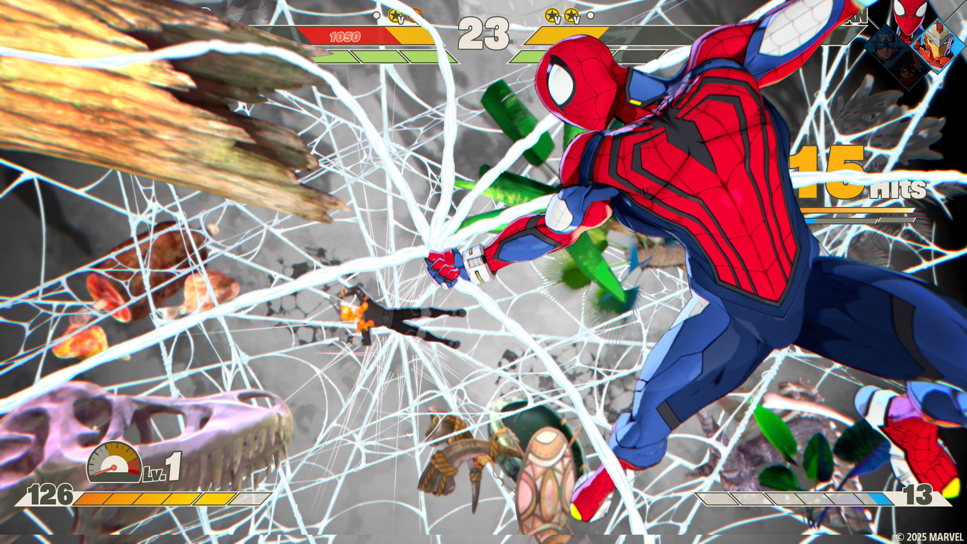 Ghost Rider and Spider-Man fight in Marvel Tokon: Fighting Souls, Spidey trapping Ghost Rider in a huge web during a super attack