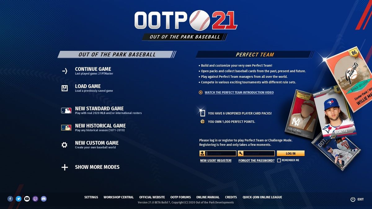 OOTP 21 Title Screen