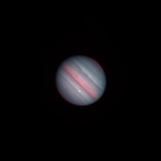 A view of Jupiter in two wavelengths shows a fireball observed on Oct. 15, 2021.