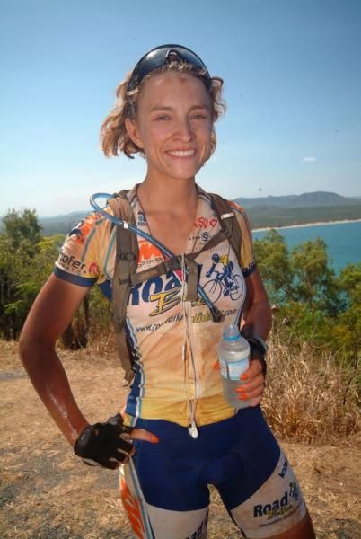 Lisa Pleyer (Roadbike Holidays - KTM) cools down after her win.