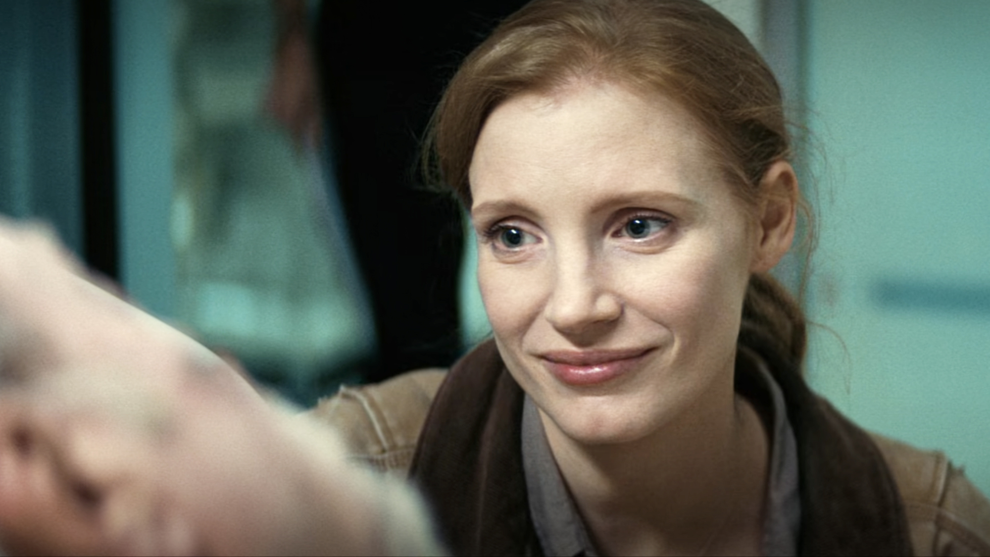 Jessica Chastain as she appears in Interstellar (2014).