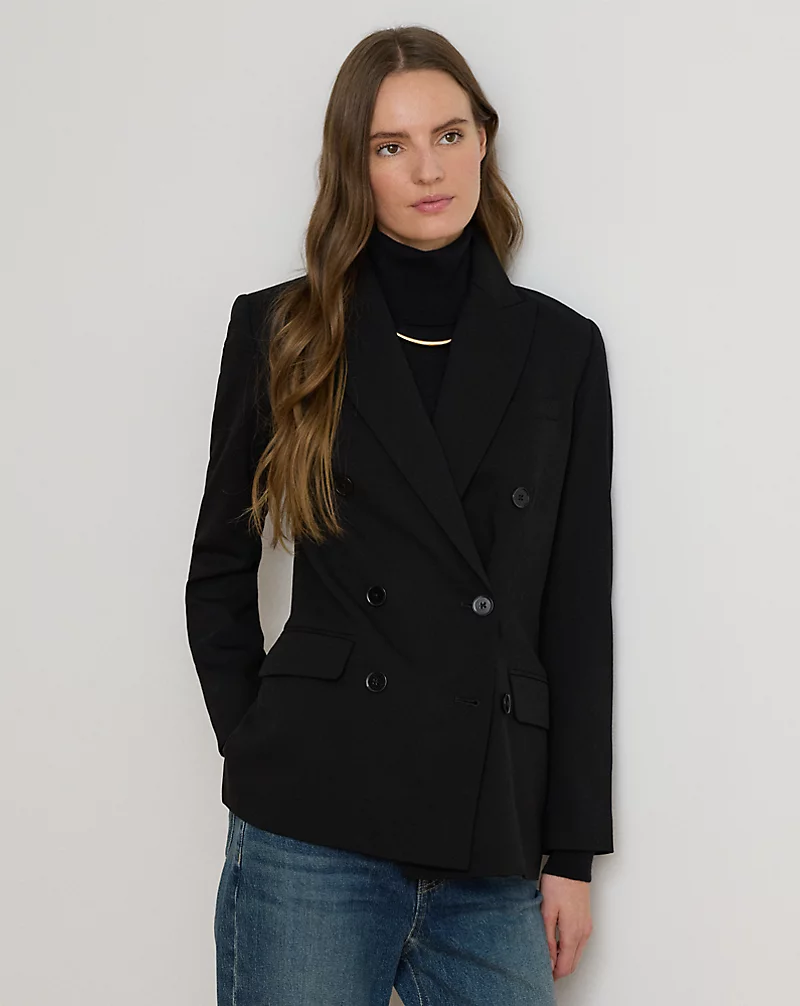 Double Breasted Wool Crepe Blazer