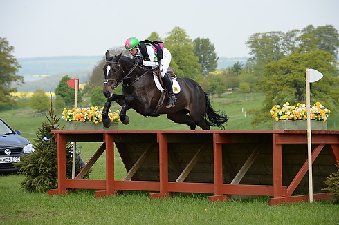 Lauren Shannon riding KILCANNON WATLINGS CRUNCH in Int Section L at Rockingham Castle Horse Trials in Northamptonshire, UK on 4 May 2014