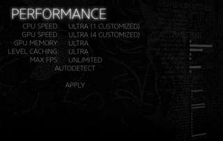 Categorized performance settings from The Talos Principle.