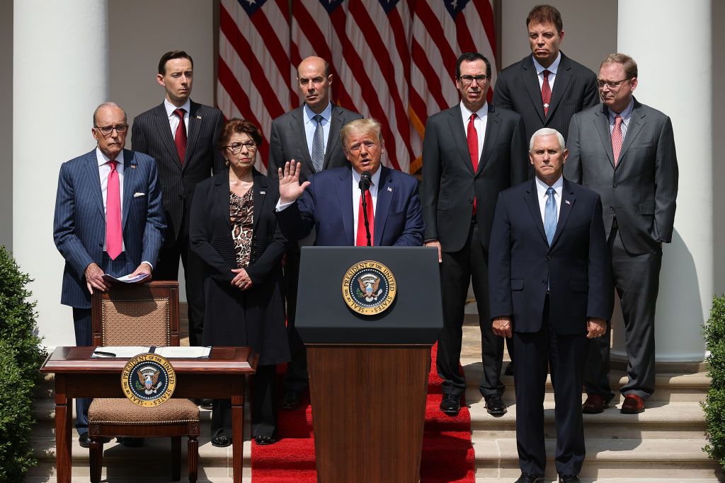 President Trump in the rose garden.