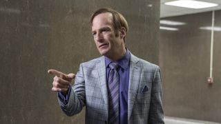 Saul pointing in courthouse in Better Call Saul