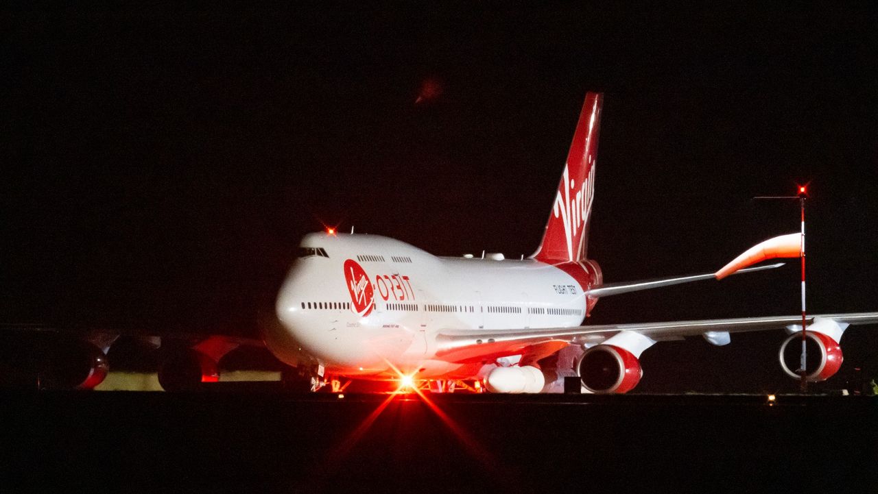 Cosmic Girl, the modified Boeing 747 that carried the LauncherOne rocket under its left wing