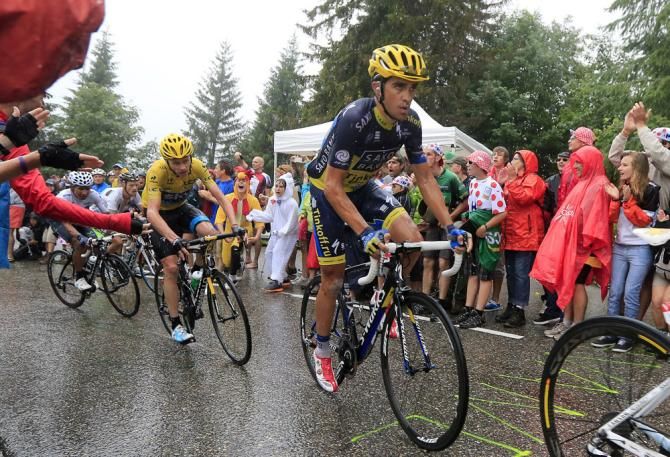 Alberto Contador (Saxo-Tinkoff) wasn't able to gain any time on Tour de France leader Chris Froome (Sky)