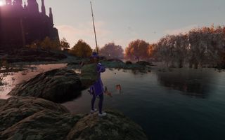 Nightingale screenshot of the player fishing