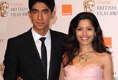 Dev-Patel and-Frieda-Pinto-British Academy Film Awards 2009, Celebrity Photos, Red Carpet, Marie Claire