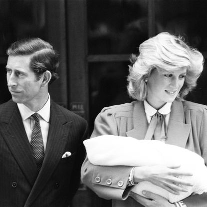 Prince Harry leaves St Mary's Hospital, London, after birth previous day, 16th September 1984