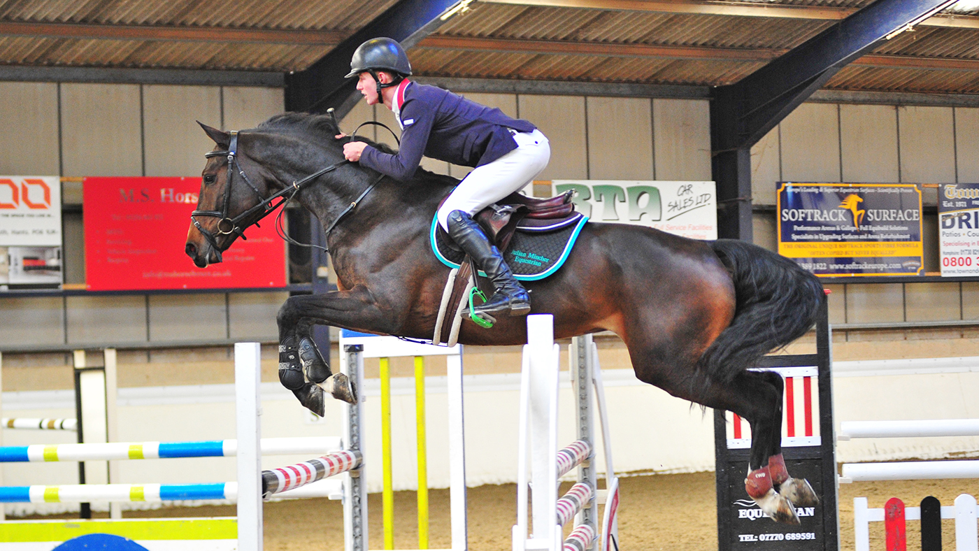 Ben Clark and Come On Vivien, winners of the Blue Chip Karma Performance qualifier at Crofton winter classic 2019