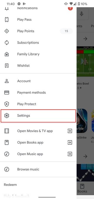 Open Play Store Settings