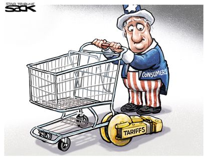 Political Cartoon U.S. China tariffs raise