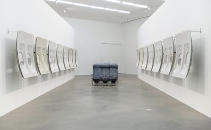 Installation view of Isa Genzken's untitled installation featuring salvaged plane parts