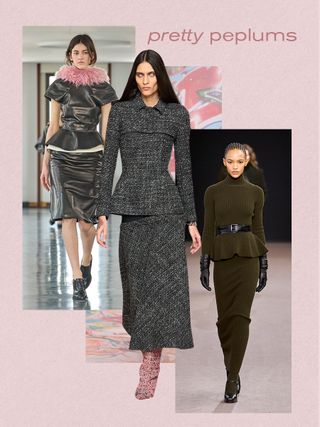 a collage of runway models that feature the biggest fall/winter 2025 trends from Milan Fashion Week