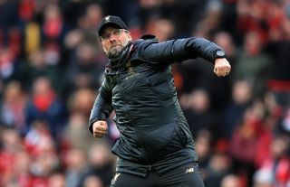 Jurgen Klopp punches the air after Liverpool beat Chelsea