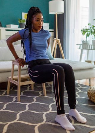 woman doing Chair exercises at home