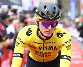 US Matteo Jorgenson of Team Visma-Lease a Bike pictured at the start of the Kuurne-Brussels-Kuurne one day cycling race, 196,4 km from Kuurne to Kuurne via Brussels, Sunday 25 February 2024.
BELGA PHOTO JASPER JACOBS (Photo by JASPER JACOBS / BELGA MAG / Belga via AFP)