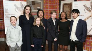 new york, new york february 25 angelina jolie with children knox leon jolie pitt, vivienne marcheline jolie pitt, pax thien jolie pitt, shiloh nouvel jolie pitt, zahara marley jolie pitt and maddox chivan jolie pitt attend the boy who harnessed the wind special screening at crosby street hotel on february 25, 2019 in new york city photo by monica schippergetty images for netflix