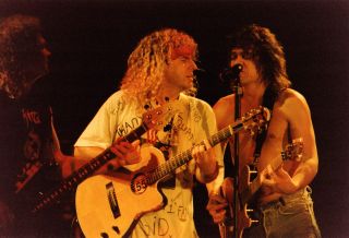 Sammy Hagar onstage with Eddie Van Halen, Wembley Arena, 1993
