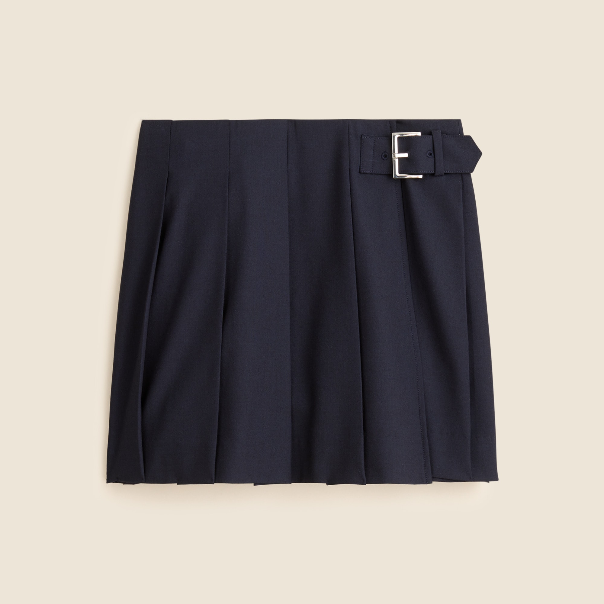 Pleated Mini Skirt With Buckle Detail